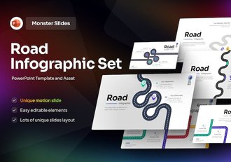 弯曲的道路信息图形图表PPT模板 - 顶尖PPT