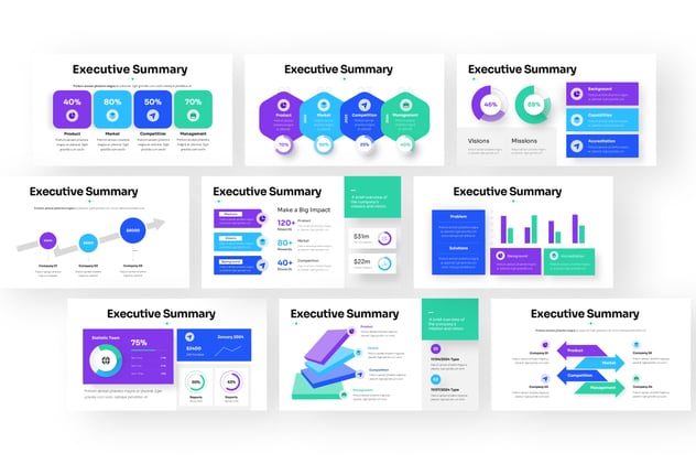 执行摘要信息图表图形keynote模板 - 顶尖PPT