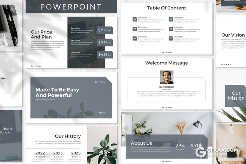 30页扁平化简约风格工作汇报总结商务通用PPT模板3种主题配色 - 顶尖PPT