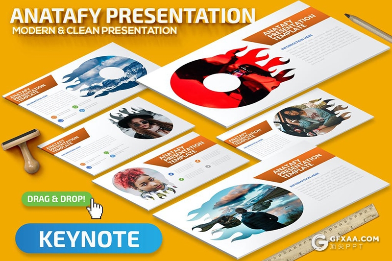 36页创意图形图片剪影国外图片展示极简多用途keynote模板 - 顶尖PPT