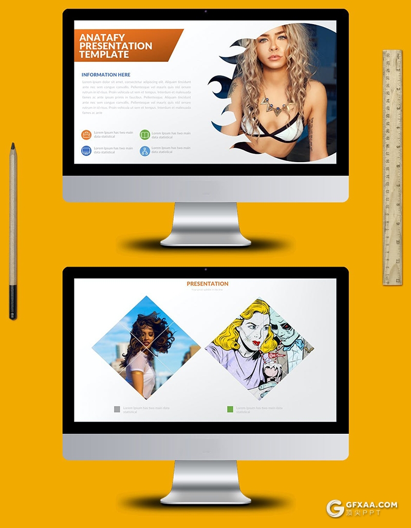 36页创意图形图片剪影国外图片展示极简多用途keynote模板 - 顶尖PPT