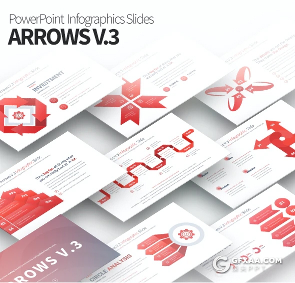 35页商务创意图形逻辑箭头图形PPT模板11种主题配色 - 顶尖PPT