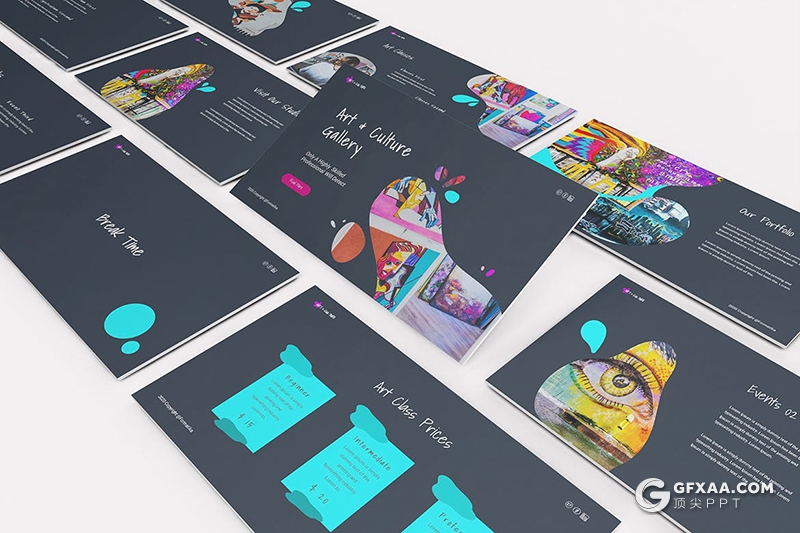 31页创意图形设计国外艺术风格PPT模板 - 顶尖PPT