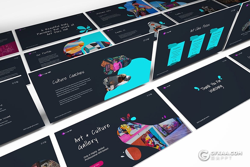 31页创意图形设计国外艺术风格PPT模板 - 顶尖PPT