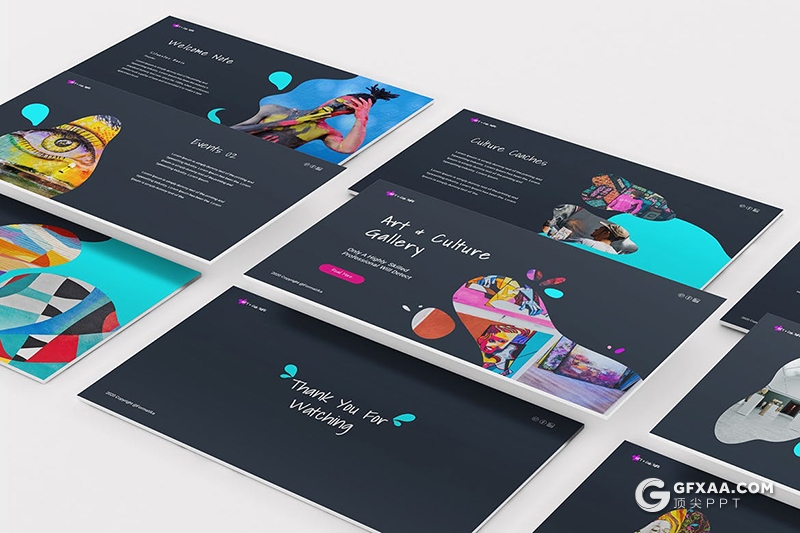 31页创意图形设计国外艺术风格PPT模板 - 顶尖PPT