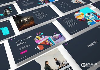 31页创意图形设计国外艺术风格PPT模板 - 顶尖PPT