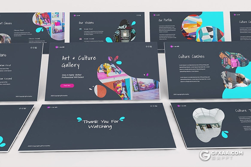 31页创意图形设计国外艺术风格PPT模板 - 顶尖PPT