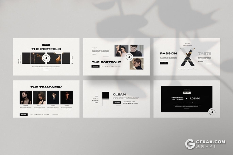 50页黑白极简风格时尚模特展示keynote模板 - 顶尖PPT