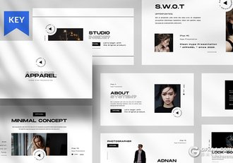 50页黑白极简风格时尚模特展示keynote模板 - 顶尖PPT