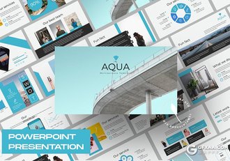 49页扁平化蓝色时尚简约风格国外商务PPT模板 - 顶尖PPT