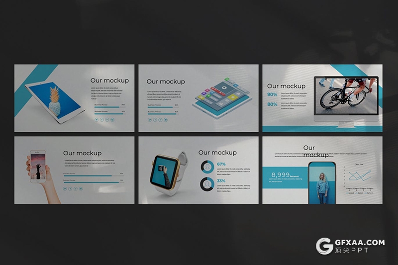 49页扁平化蓝色时尚简约风格国外商务keynote模板 - 顶尖PPT