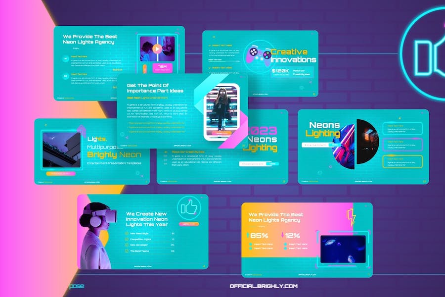 霓虹艺术讲述展示方案应用Keynote模板 - 顶尖PPT