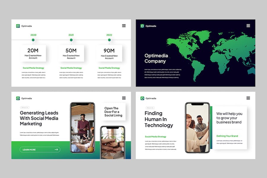 蓝绿色电商运营数字营销推广Keynote模板 - 顶尖PPT