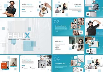 30页创意方块组合商务合作企业宣传多用途PPT模板5种主题配色 - 顶尖PPT