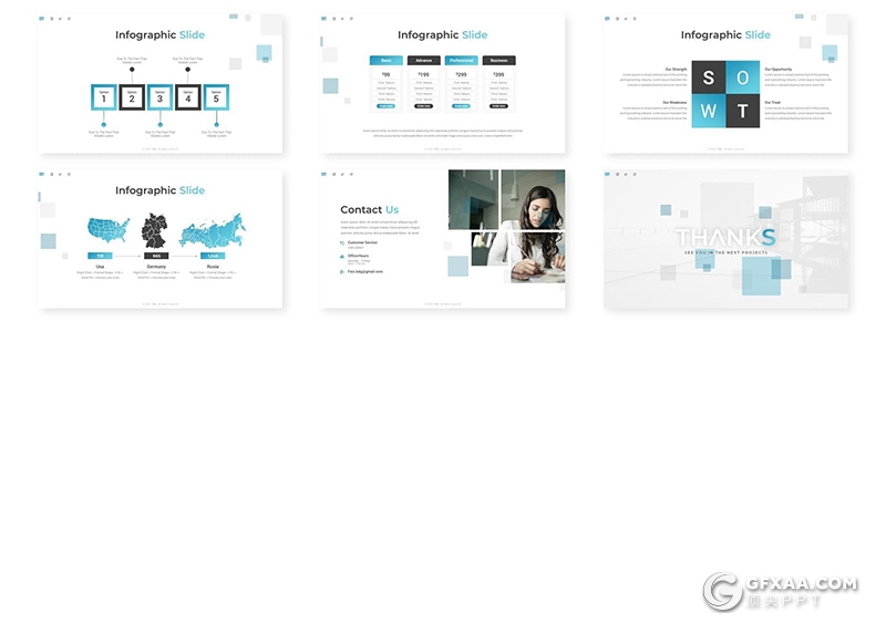 30页创意方块组合商务合作企业宣传多用途PPT模板5种主题配色 - 顶尖PPT