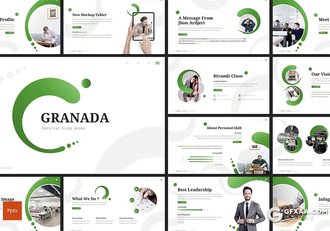 30页创意圆形设计商务风格企业工作环境展示PPT模板 - 顶尖PPT