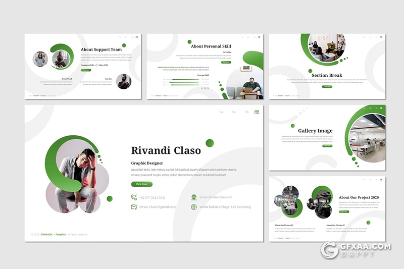 30页创意圆形设计商务风格企业工作环境展示PPT模板 - 顶尖PPT