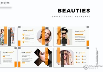 30页竖条版式设计时尚模特写真服装分析Google slides模板5种主题配色 - 顶尖PPT