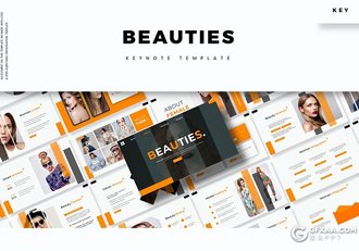 30页竖条版式设计时尚模特写真服装行业keynote模板5种主题配色 - 顶尖PPT