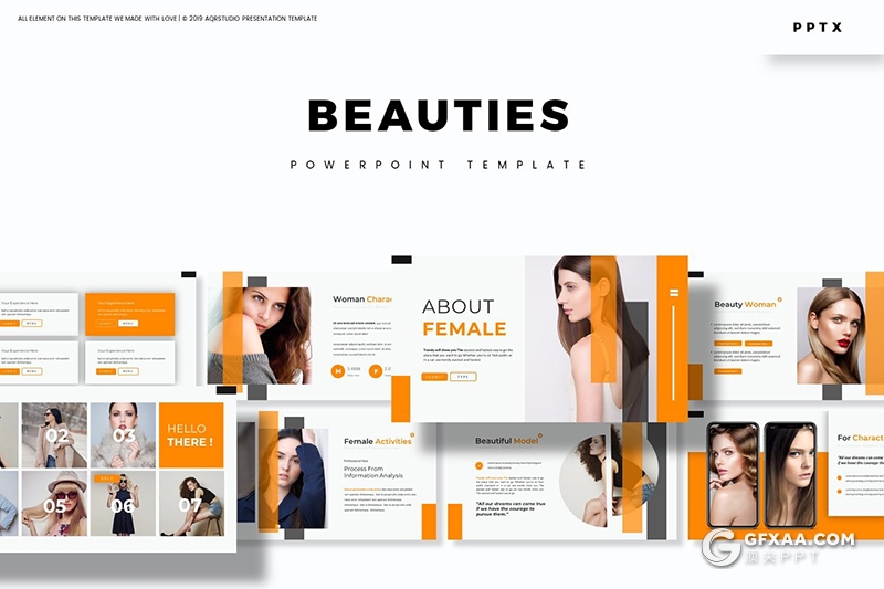 30页竖条版式设计时尚模特写真服装行业PPT模板5种主题配色 - 顶尖PPT