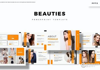 30页竖条版式设计时尚模特写真服装行业PPT模板5种主题配色 - 顶尖PPT