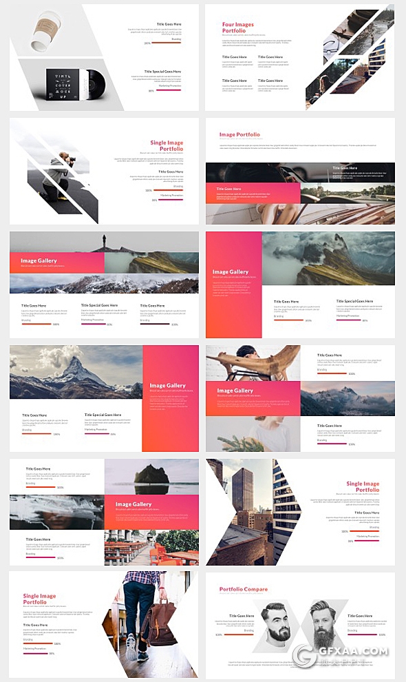 109页渐变配色创意简约时尚PPT模板5种主题配色16:9和4:3两种尺寸 - 顶尖PPT