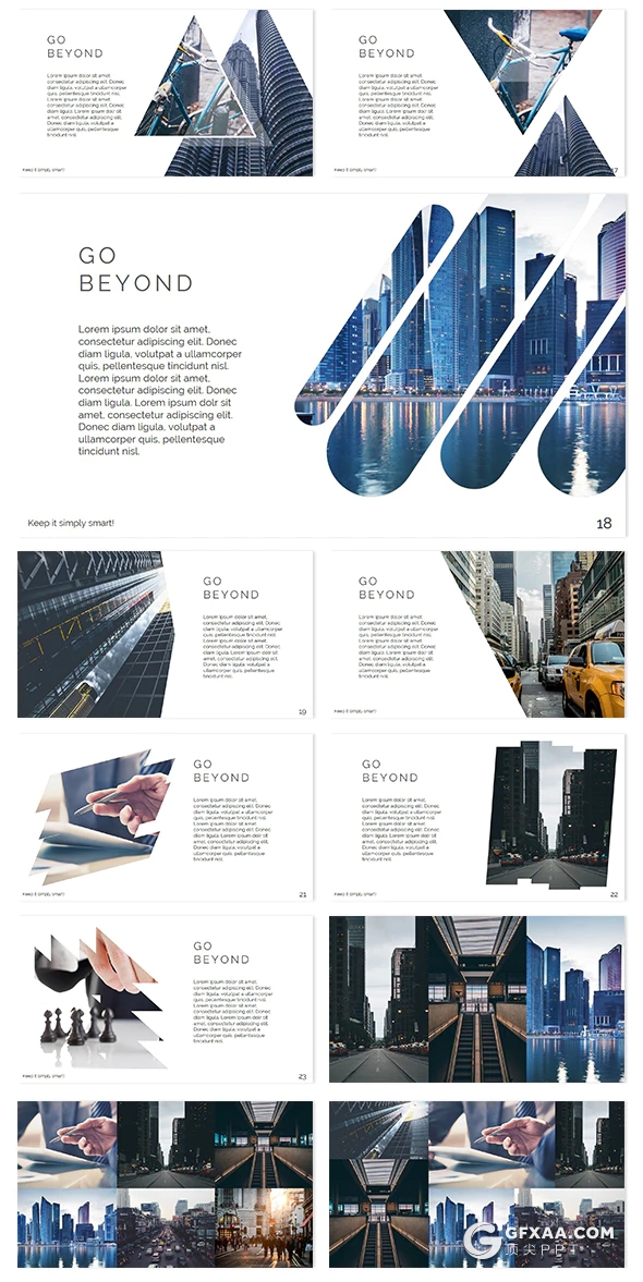 85页创意几何图形排版国外简约商务风格PPT模板 - 顶尖PPT
