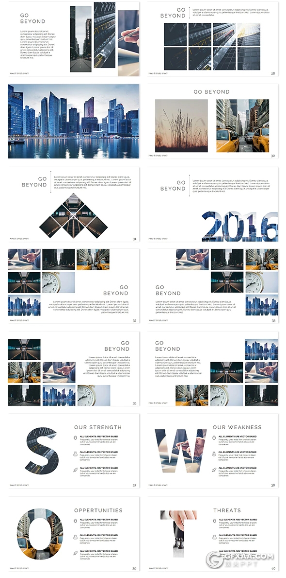 85页创意几何图形排版国外简约商务风格PPT模板 - 顶尖PPT