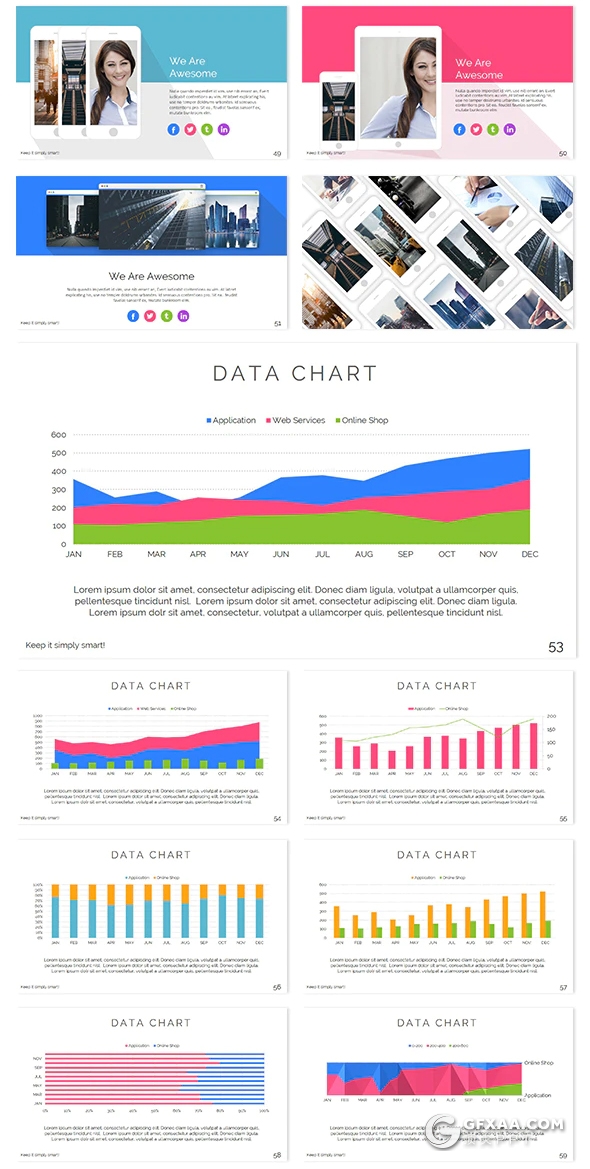 85页创意几何图形排版国外简约商务风格PPT模板 - 顶尖PPT