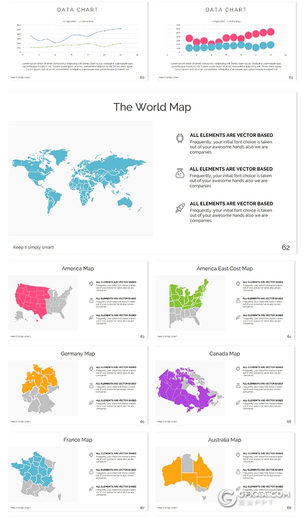 85页创意几何图形排版国外简约商务风格PPT模板 - 顶尖PPT