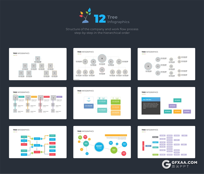200页国外彩色创意商务图形ppt模板卡通人物插画ppt树形图圆形金字塔箭头指向地图图形PPT模板 - 顶尖PPT