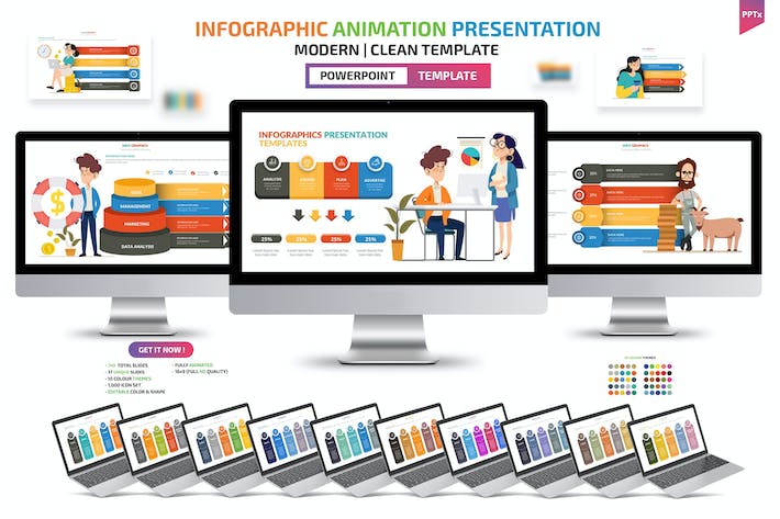 卡通商务人物4个要点展示PPT图形模板 - 顶尖PPT