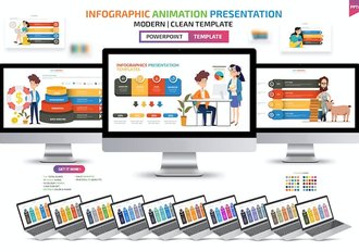 卡通商务人物4个要点展示PPT图形模板 - 顶尖PPT