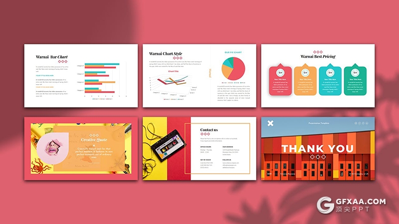 30页国外红色流行时尚杂志风格PPT模板 - 顶尖PPT