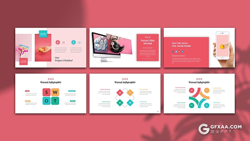 30页国外红色流行时尚杂志风格PPT模板 - 顶尖PPT