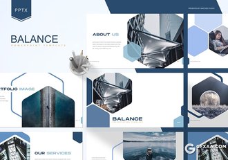 30页创意六边形组合排版国外商务多用途PPT模板5种主题配色 - 顶尖PPT