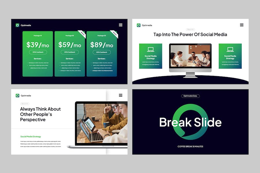 蓝绿色电商运营数字营销推广Keynote模板 - 顶尖PPT