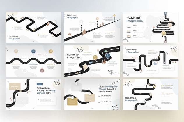 涂鸦风格路线图形keynote模板 - 顶尖PPT