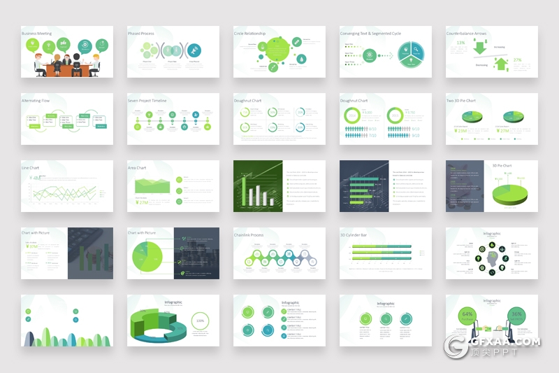 400页创意商务信息图形图表PPT模板各种逻辑数据图形3d小人ppt超级图形合集 - 顶尖PPT
