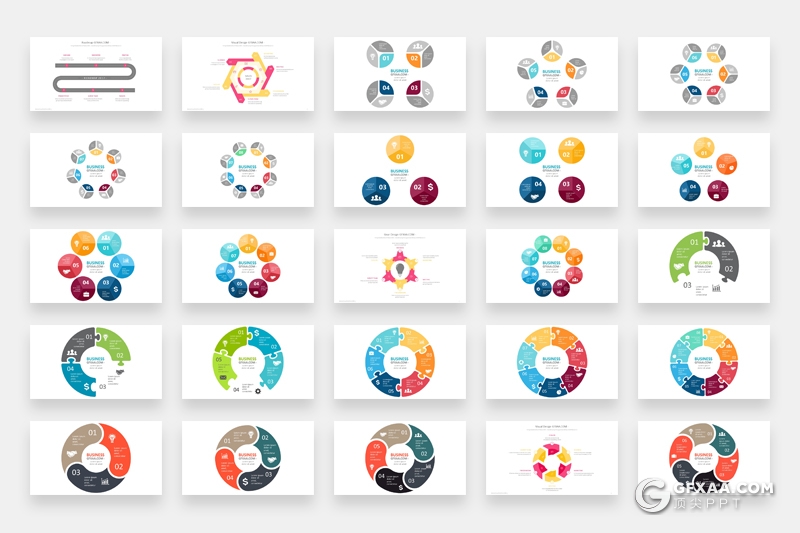 325页PPT超级图形包创意灯泡图形逻辑图形微立体圆环图箭头图形对比分析图形PPT模板合集 - 顶尖PPT