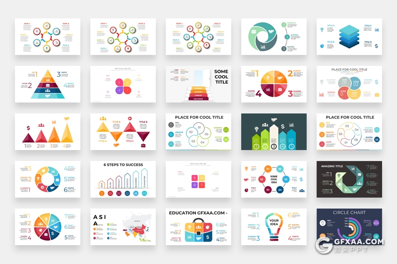 325页PPT超级图形包创意灯泡图形逻辑图形微立体圆环图箭头图形对比分析图形PPT模板合集 - 顶尖PPT