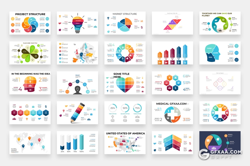 325页PPT超级图形包创意灯泡图形逻辑图形微立体圆环图箭头图形对比分析图形PPT模板合集 - 顶尖PPT