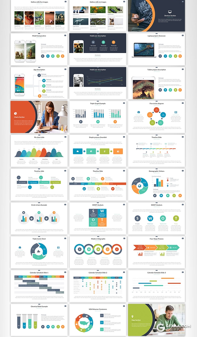 80页国外商务风格企业介绍工作总结汇报多用途PPT模板110种XML配色 - 顶尖PPT