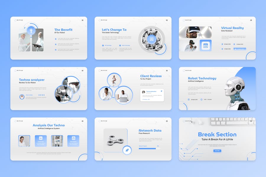 神经网络人工智能技术应用PPT模板 - 顶尖PPT