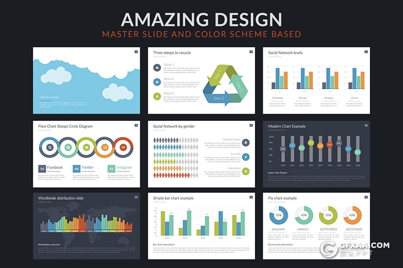 56页欧美商务风格项目合作公司团队介绍工作汇报计划多用途PPT模板11种XML配色 - 顶尖PPT
