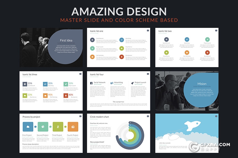 56页欧美商务风格项目合作公司团队介绍工作汇报计划多用途PPT模板11种XML配色 - 顶尖PPT