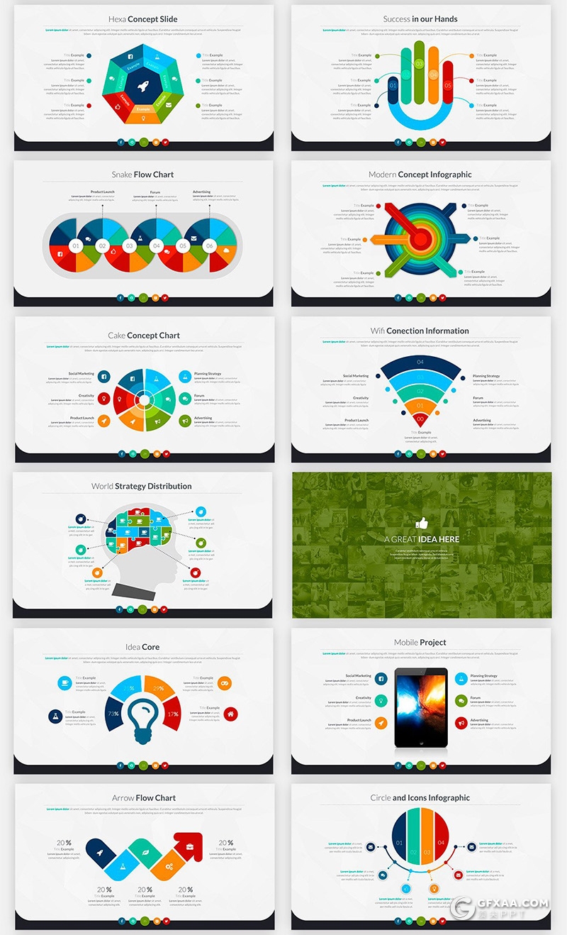 70页国外高品质商务风格企业项目流程展示工作计划总结PPT模板60种XML配色 - 顶尖PPT