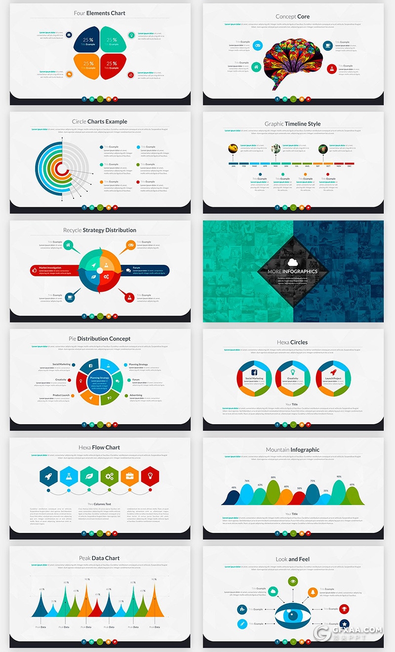 70页国外高品质商务风格企业项目流程展示工作计划总结PPT模板60种XML配色 - 顶尖PPT