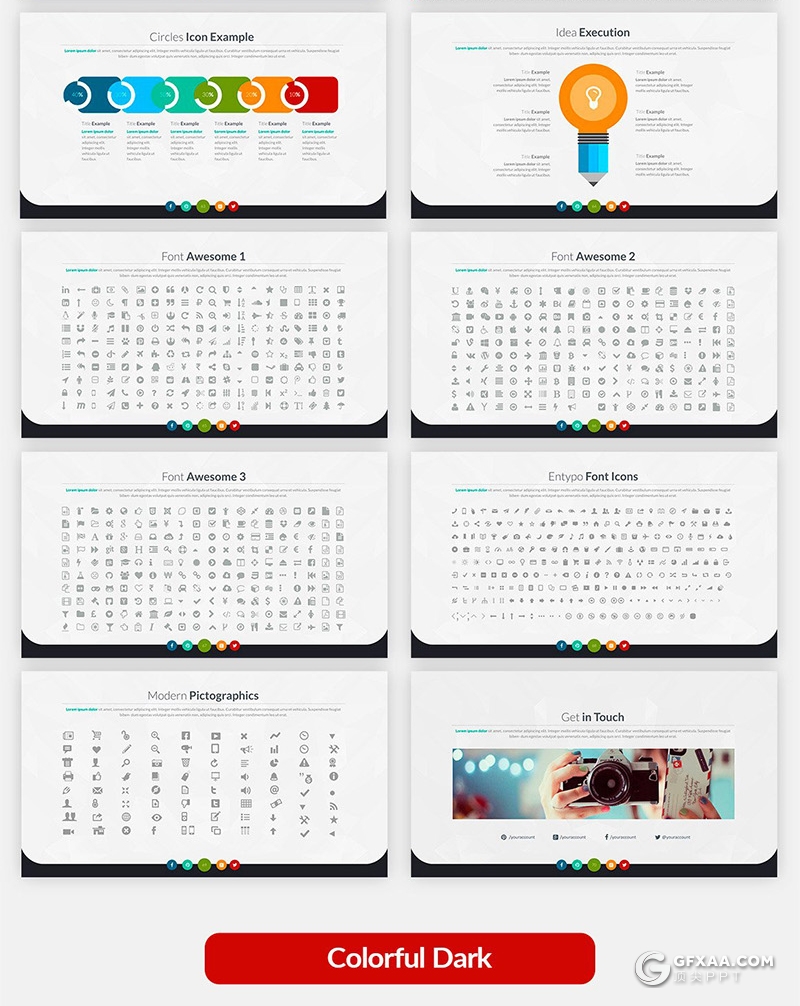 70页国外高品质商务风格企业项目流程展示工作计划总结PPT模板60种XML配色 - 顶尖PPT