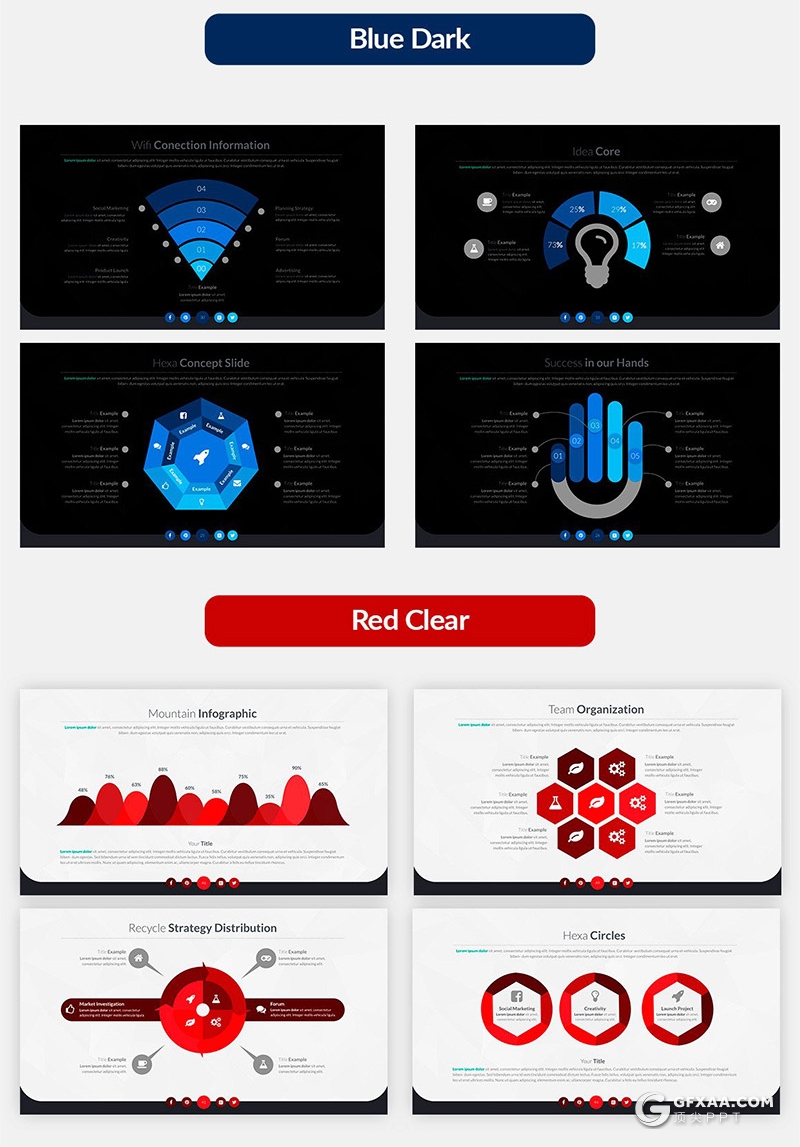 70页国外高品质商务风格企业项目流程展示工作计划总结PPT模板60种XML配色 - 顶尖PPT